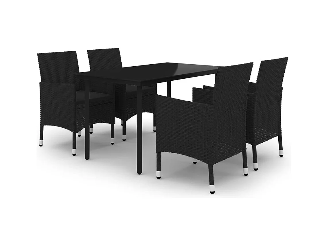 Rion  Ensemble à manger de jardin coussins 5 pcs Résine tressée Verre