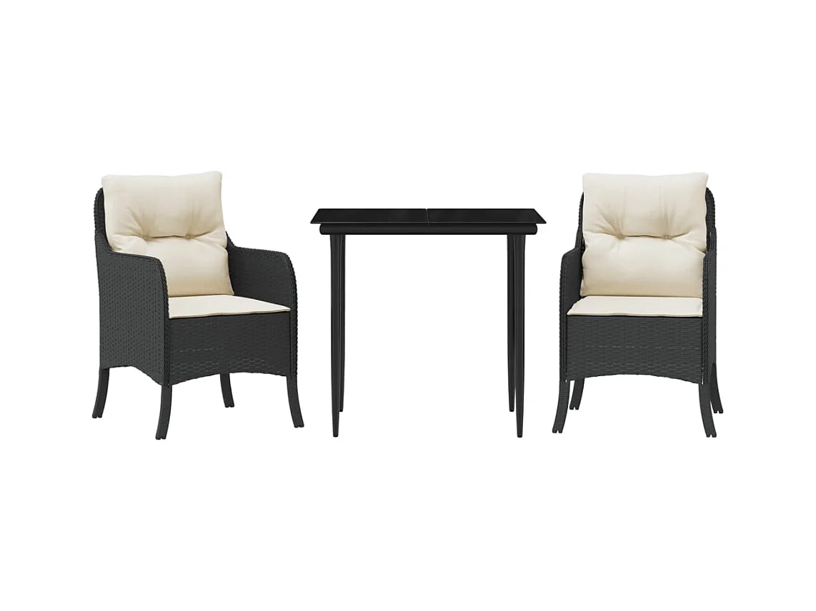 Askøy  Ensemble à manger de jardin avec coussins 3 pcs Noir