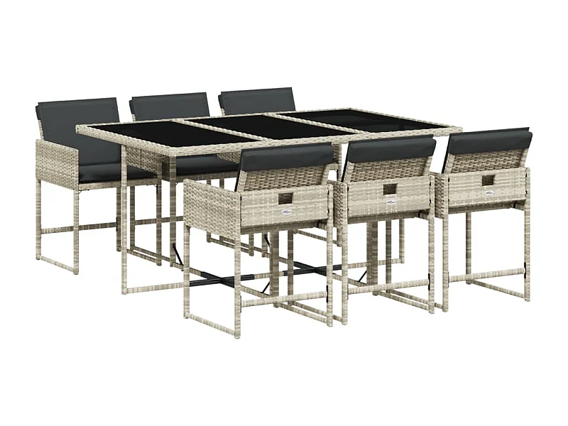 Sener  7-delige Tuinset met kussens poly rattan grijs