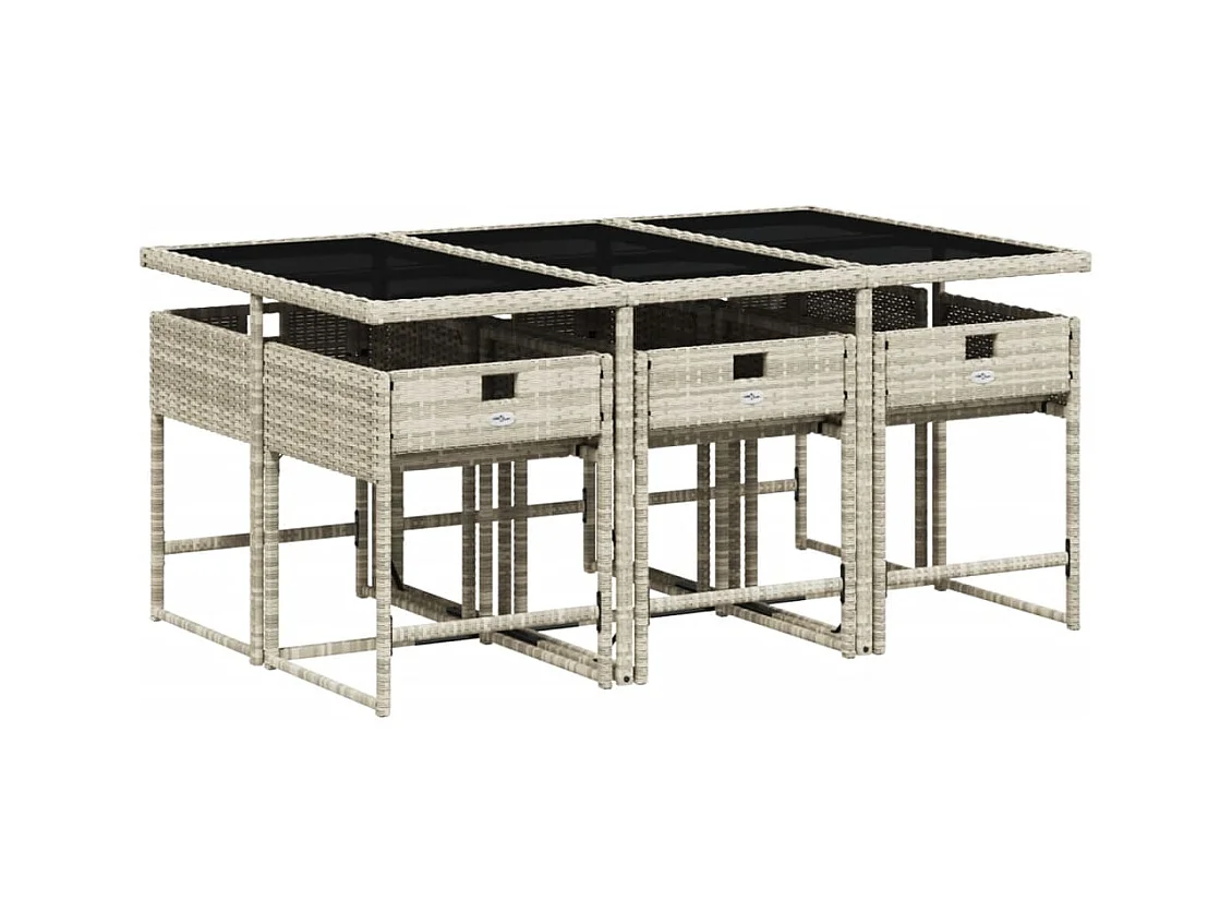 Sener  7-delige Tuinset met kussens poly rattan grijs