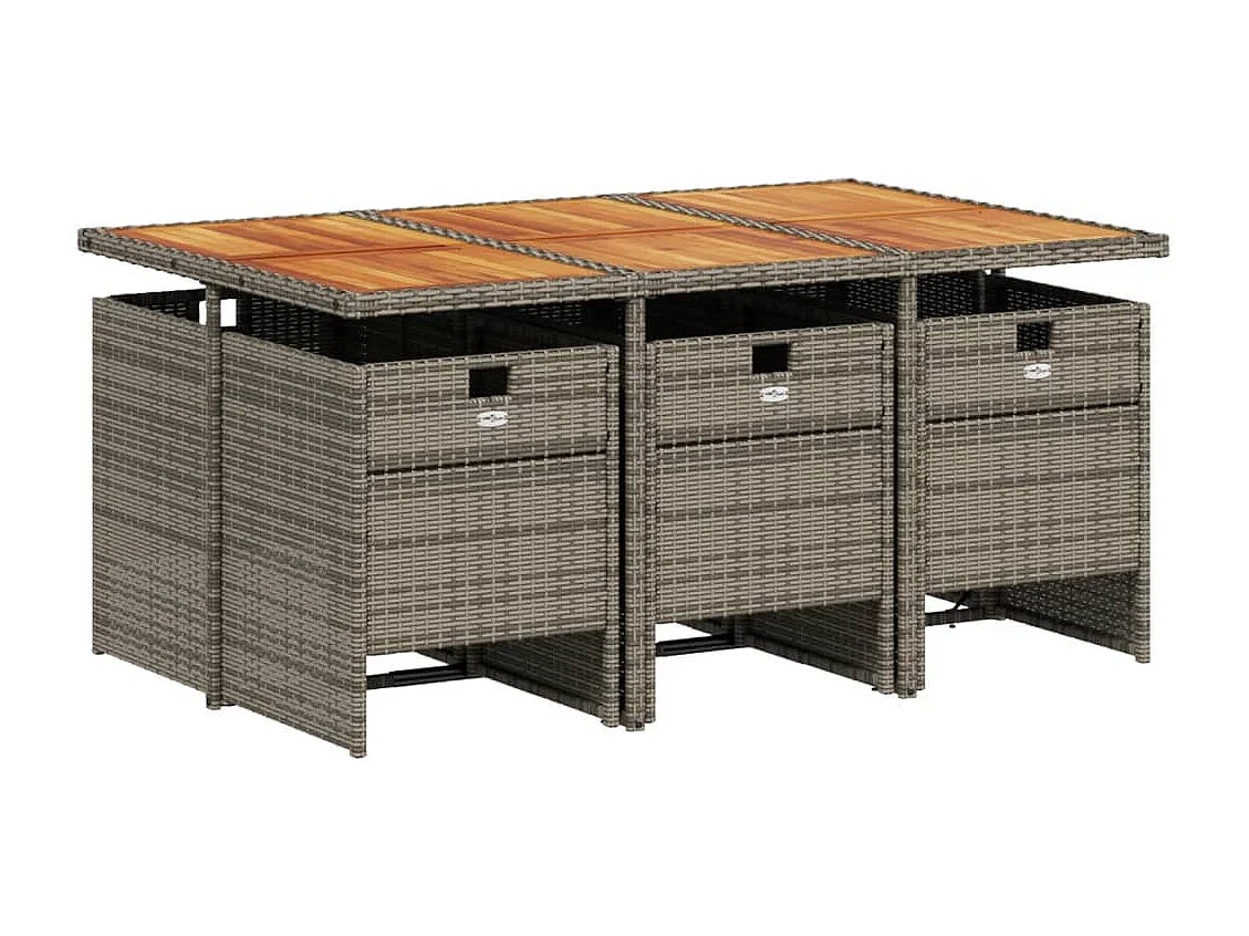 Ljungby  Ensemble à manger de jardin et coussins 7 pcs gris rotin