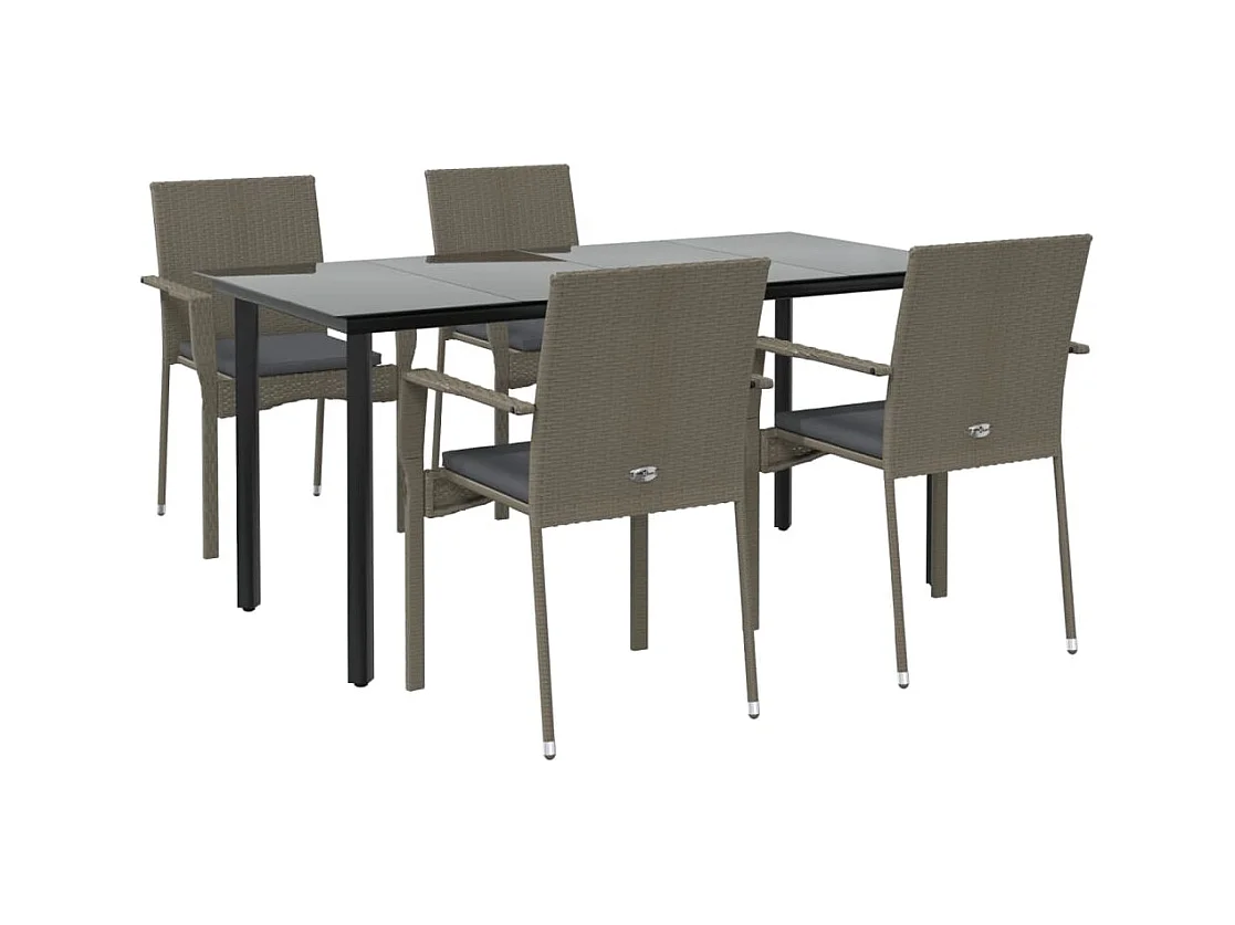 Karl Mason  Ensemble à manger de jardin coussins 5 pcs noir et gris