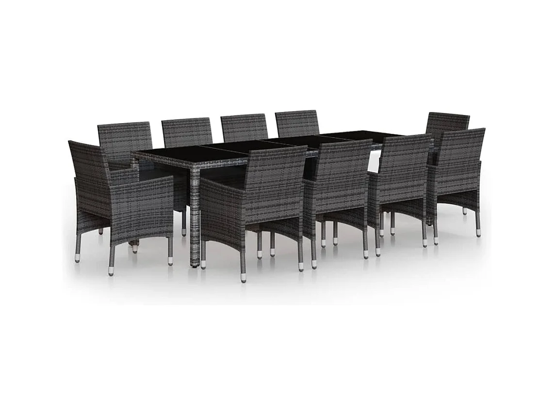 Havron  11-delige Tuinset poly rattan grijs