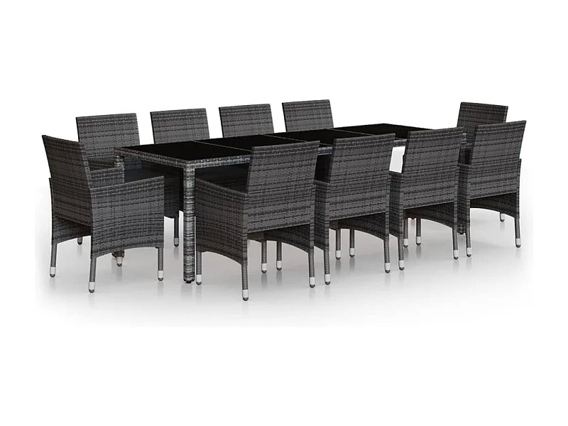 Havron  11-delige Tuinset poly rattan grijs