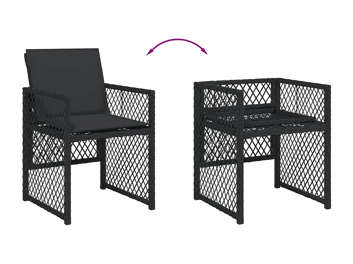 Lubbeek  Set comedor de jardín con cojines 15 pzas ratán sintético negro