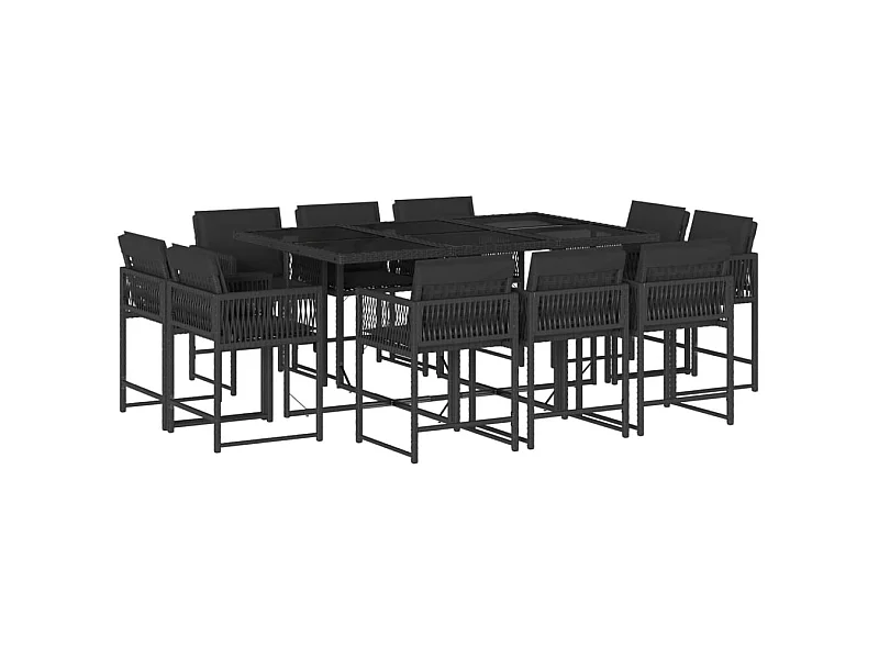 Emilia  11-delige Tuinset met kussens poly rattan zwart