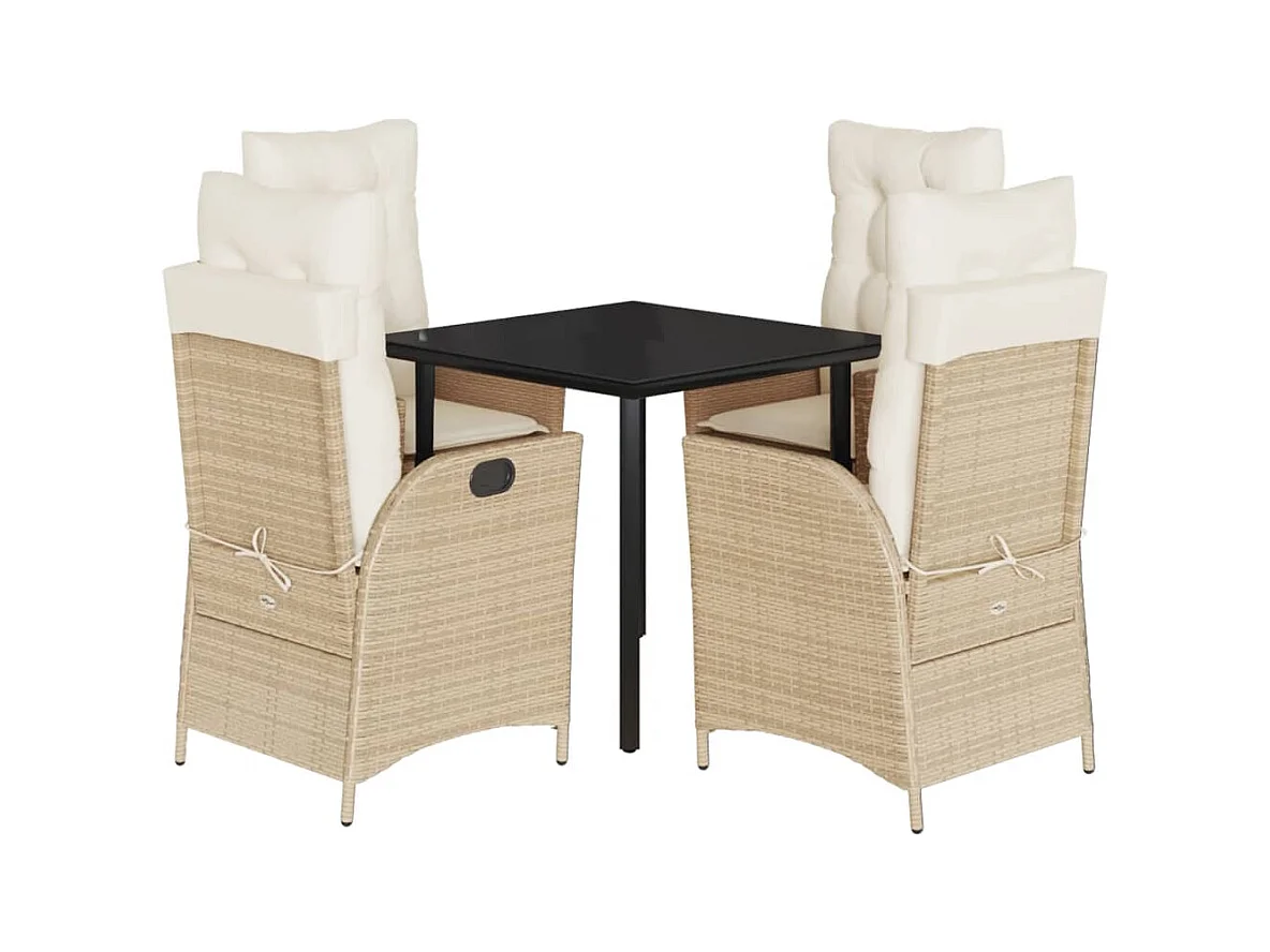 Garden Furniture -  5-delige Tuinset met kussens poly rattan beige
