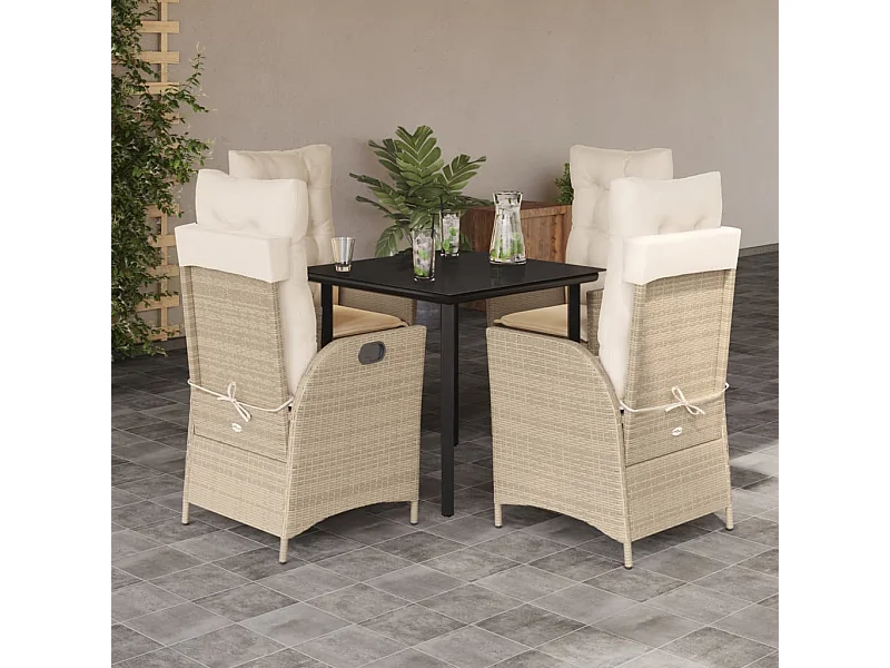 Garden Furniture -  5-delige Tuinset met kussens poly rattan beige