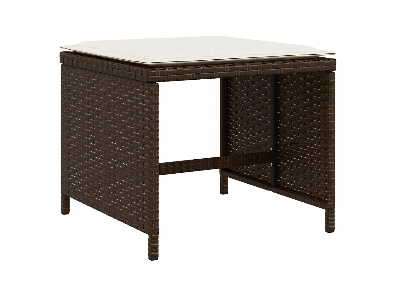 Zenn  Ensemble à manger de jardin avec coussins 15 pcs marron rotin