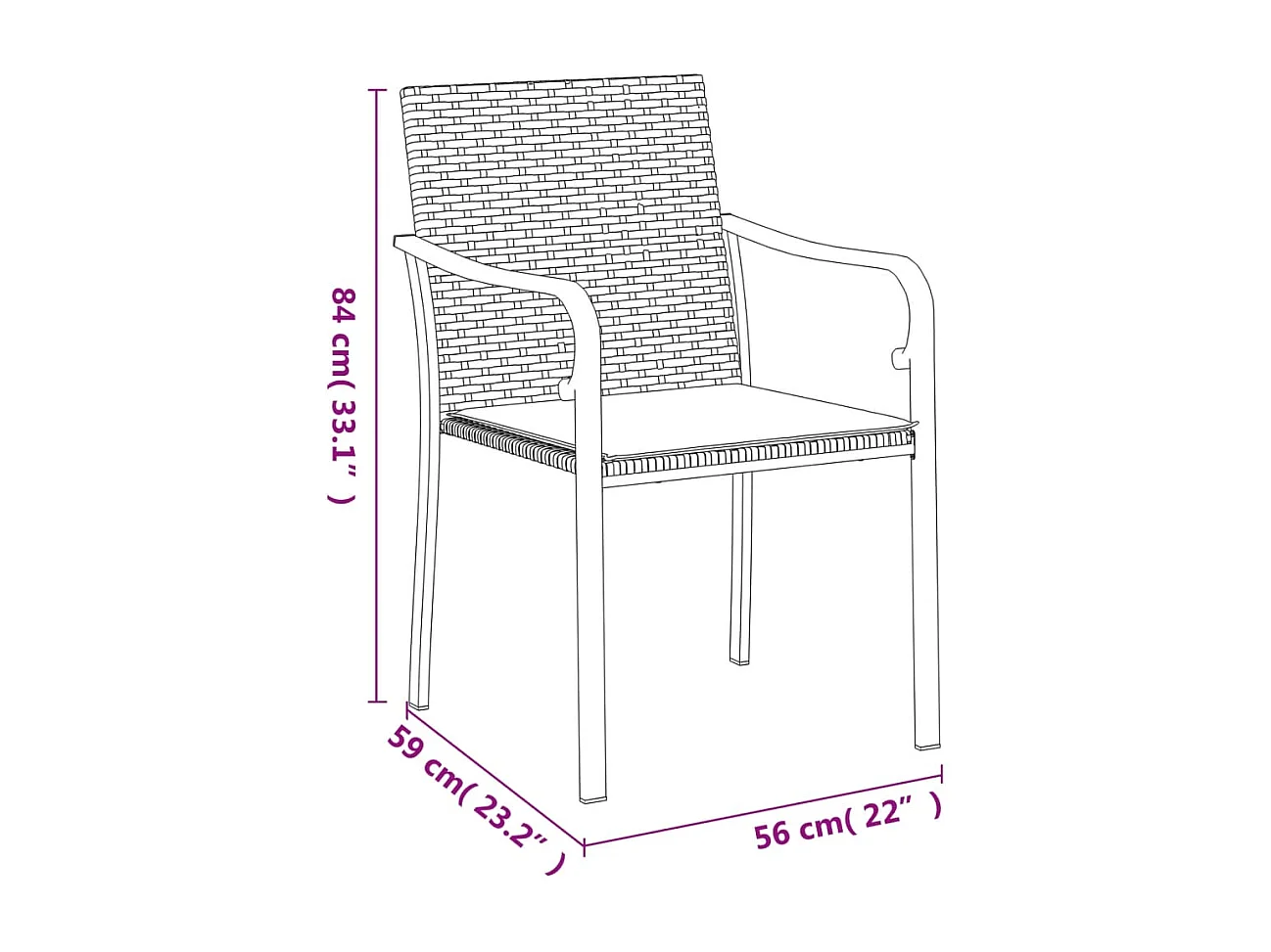 Leonie  Ensemble à manger de jardin 5 pcs coussins résine tressée acier