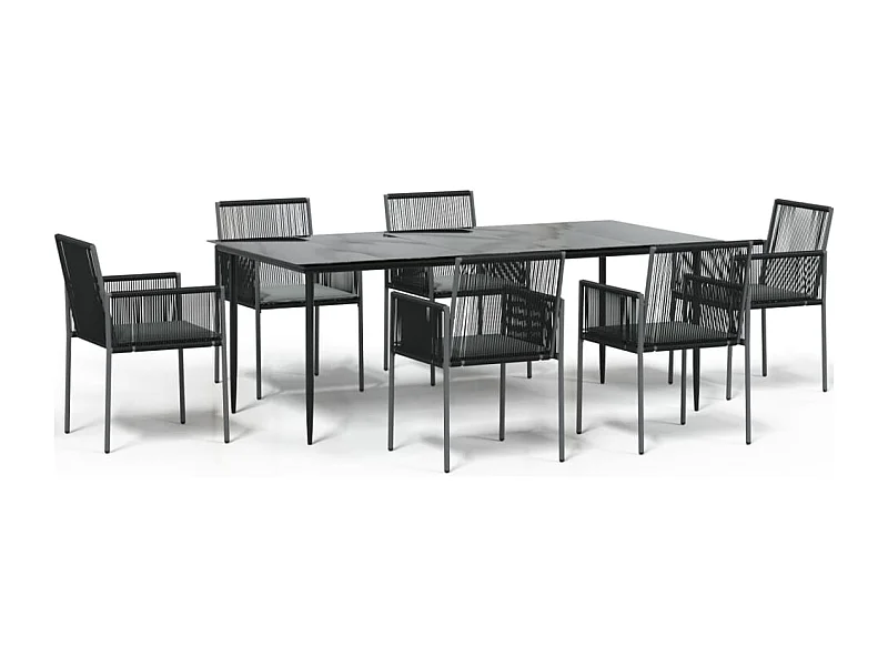 Giovanni Carlo  7-delige Tuinset met kussens poly rattan en staal zwart