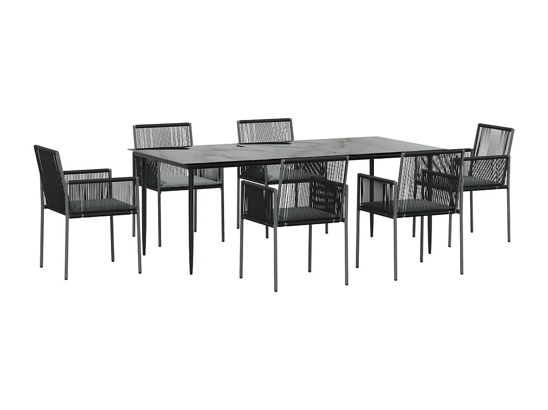 Giovanni Carlo  7-delige Tuinset met kussens poly rattan en staal zwart