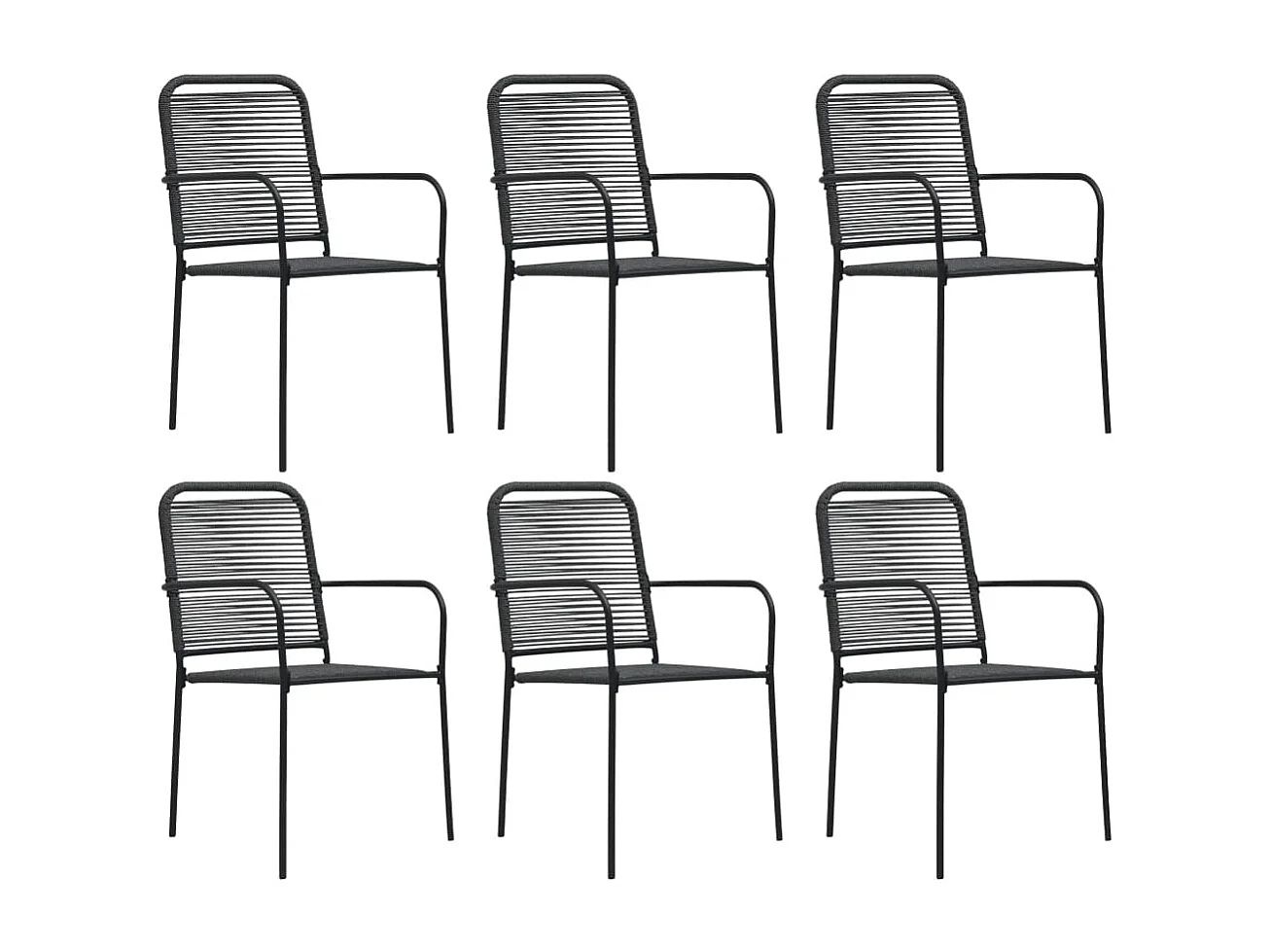 Elin Kristine  Set de comedor de jardín 7 pzas cuerda de algodón y acero negro