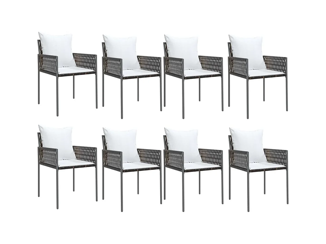 Mørkøv  9-delige Tuinset met kussens poly rattan en staal