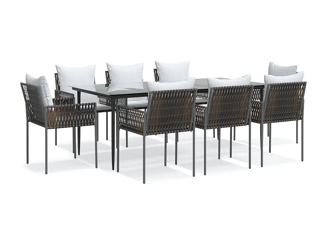 Mørkøv  9-delige Tuinset met kussens poly rattan en staal