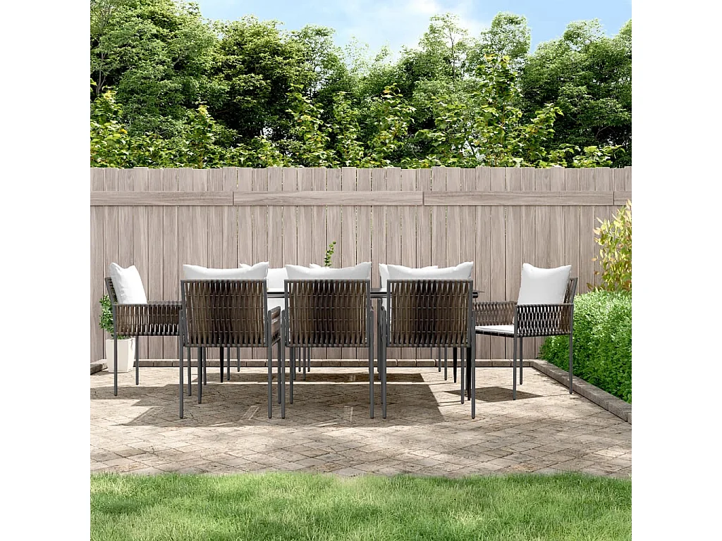 Mørkøv  9-delige Tuinset met kussens poly rattan en staal