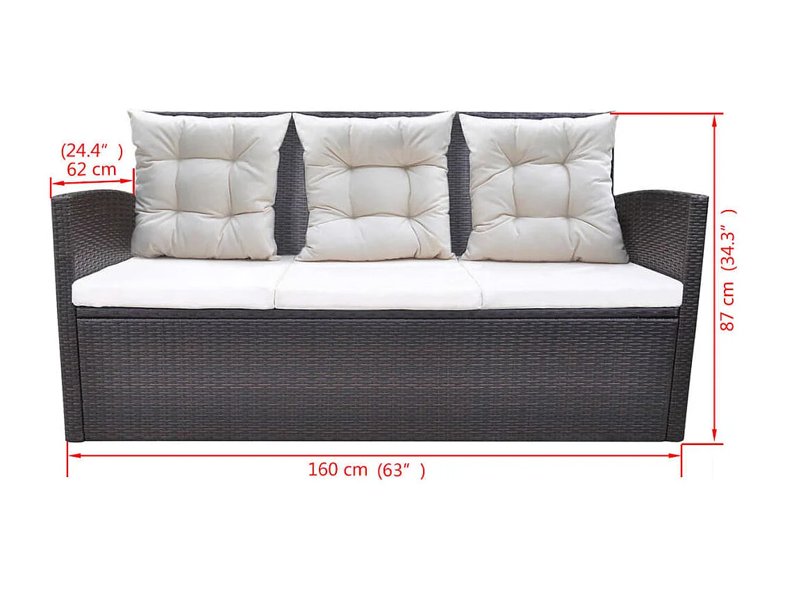 Marie-Lorraine  6-delige Tuinset met kussens poly rattan bruin