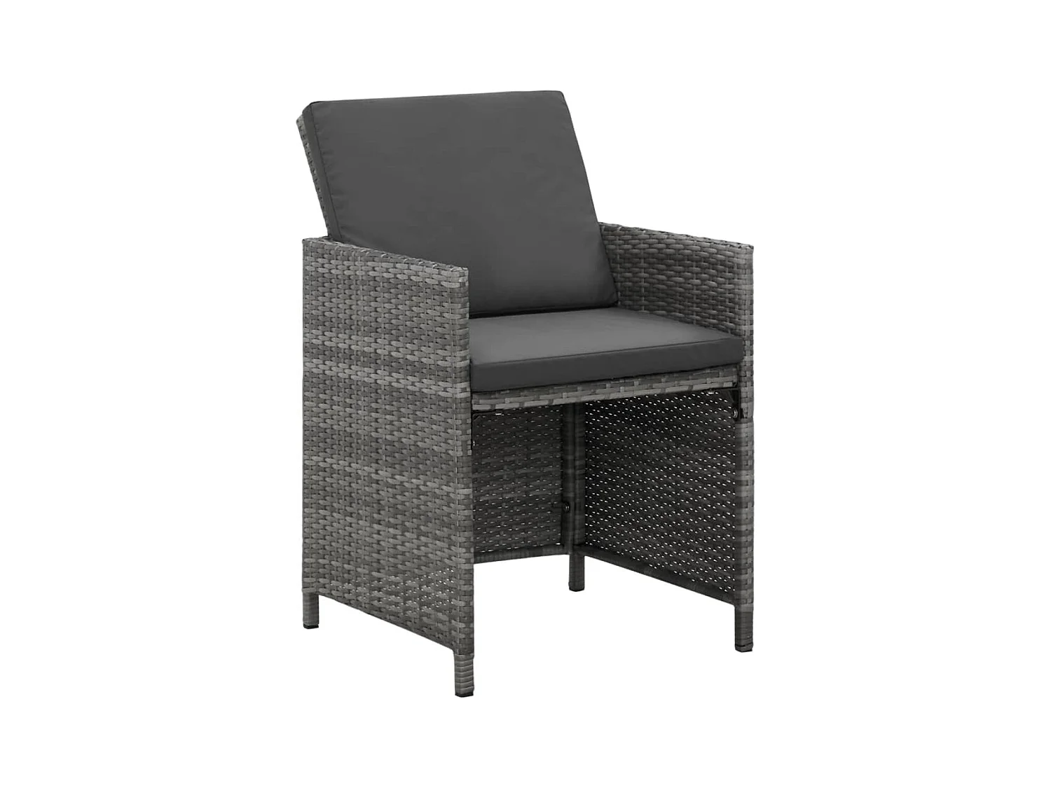 Hugo  Ensemble à manger de jardin coussins 9pcs Résine tressée Gris