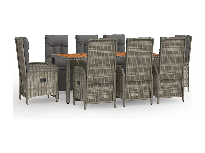 Addison  9-delige Tuinset met kussens poly rattan grijs