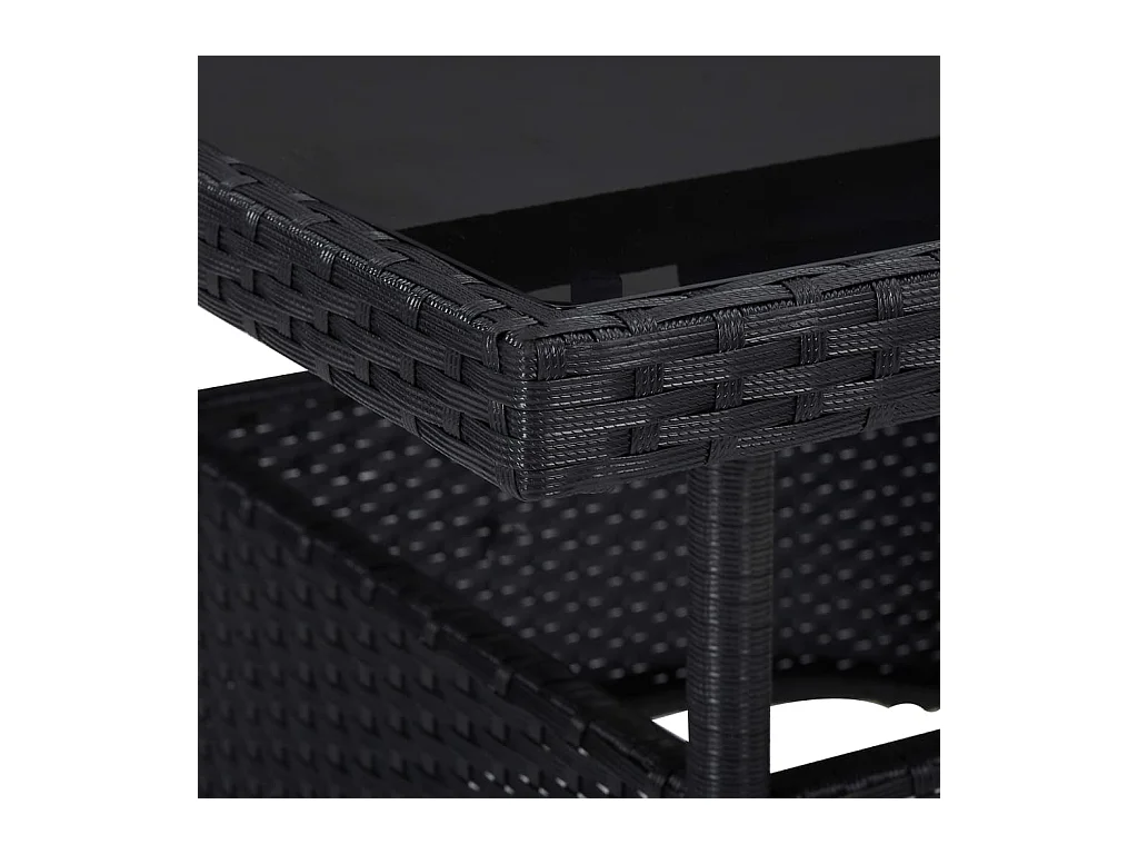 Løgumkloster  Ensemble à manger de jardin 3 pcs Noir Résine tressée et acacia