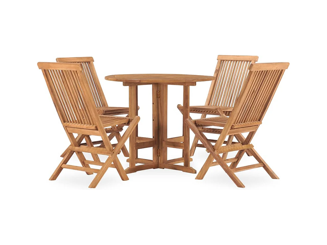 Glabbeek  Ensemble à manger d'extérieur pliable 5 pcs Bois solide de teck