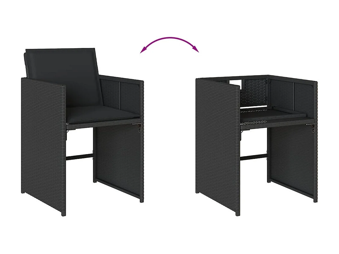 Zenn  Set de comedor de jardín 9 pzas y cojines ratán sintético negro