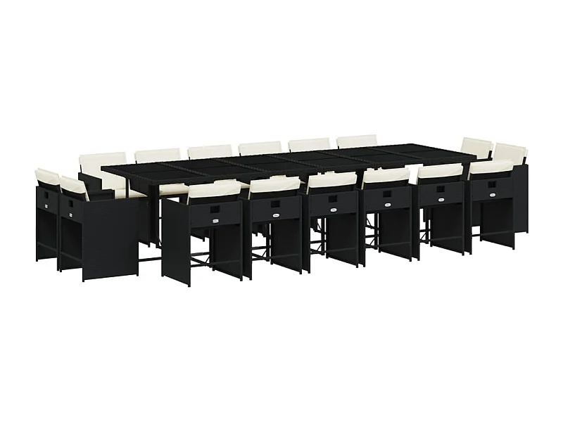 An Daingean  Set de muebles jardín 17 pzas con cojines ratán sintético negro