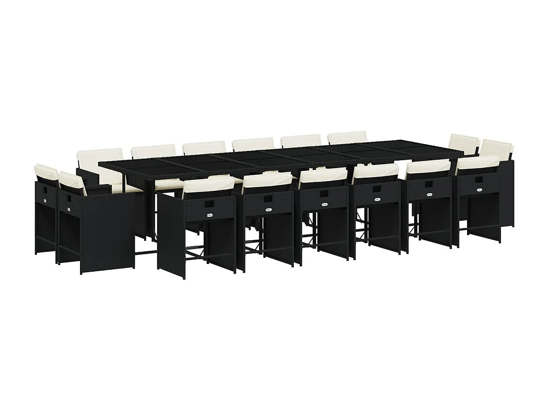 An Daingean  Ensemble à manger de jardin 17 pcs coussins noir résine tressée