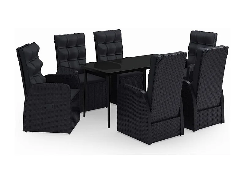 Mirella  7-delige Tuinset met kussens zwart