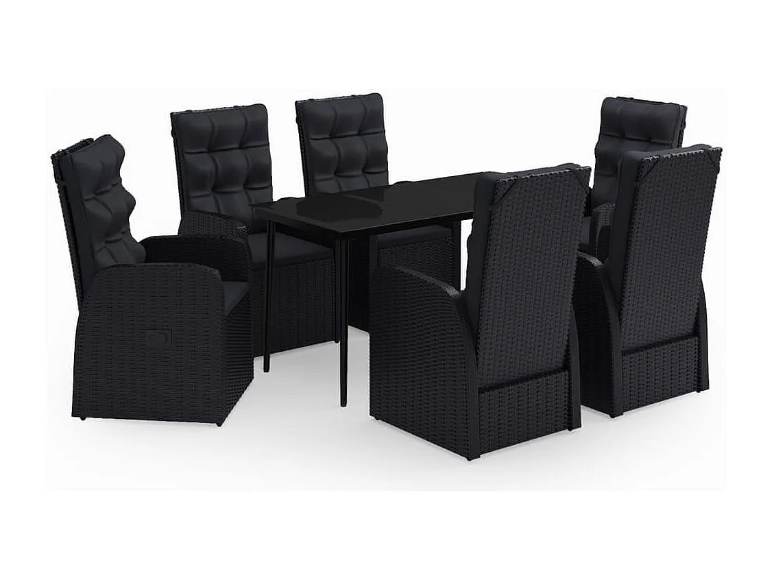 Mirella  7-delige Tuinset met kussens zwart