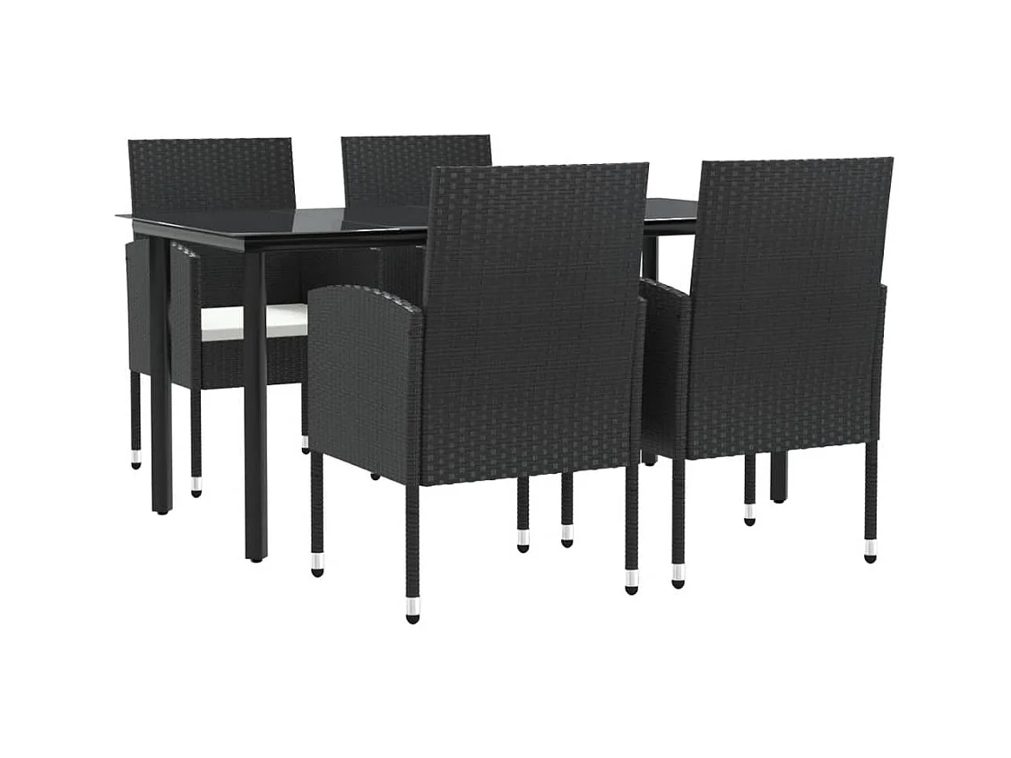 Raimondo Angelo  5-delige Tuinset poly rattan en staal zwart