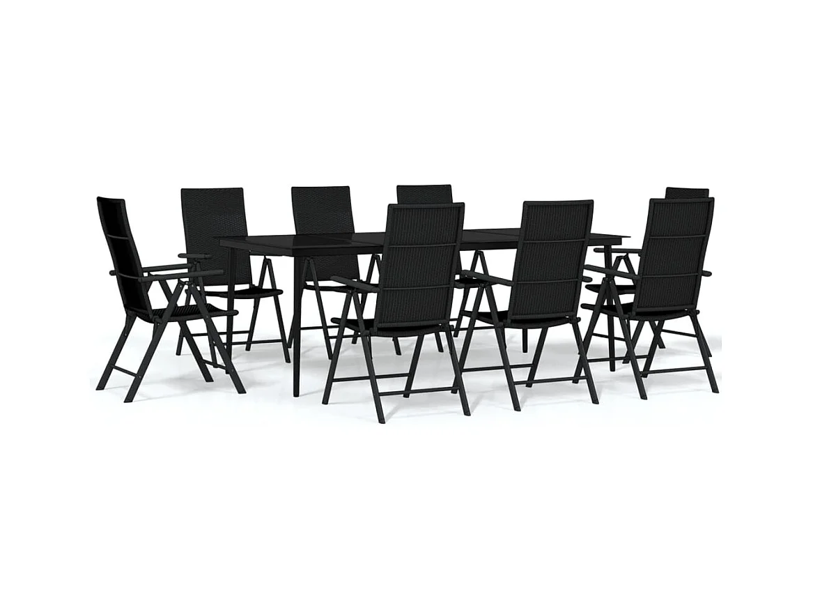 Jarlik  Juego de comedor para jardín 9 piezas negro