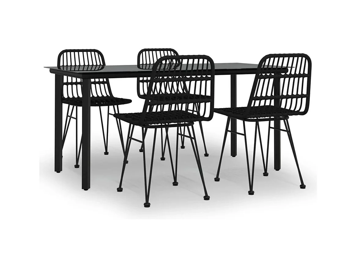 Ballyhaise  Ensemble à manger de jardin 5 pcs Noir Résine tressée