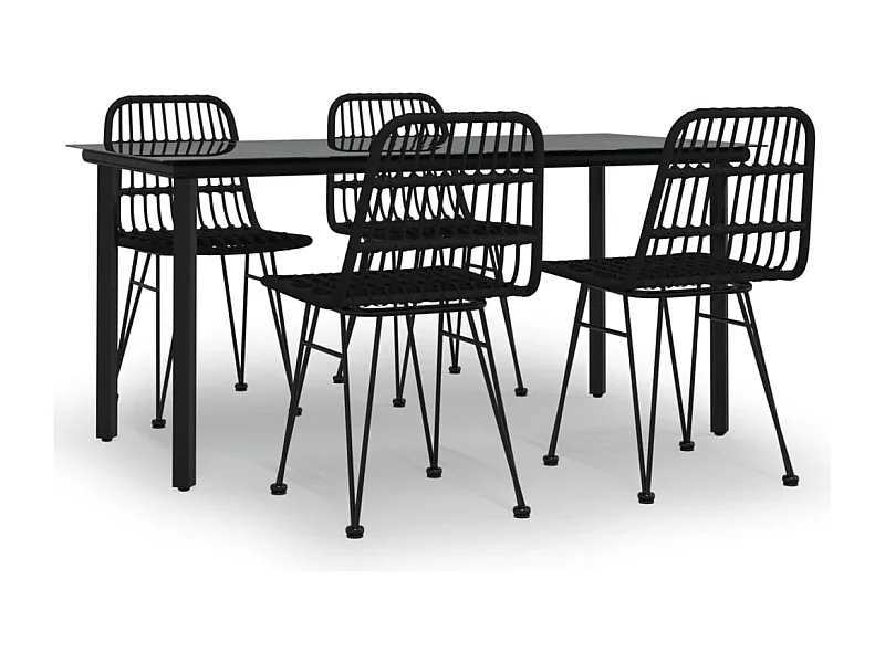 Ballyhaise  Ensemble à manger de jardin 5 pcs Noir Résine tressée