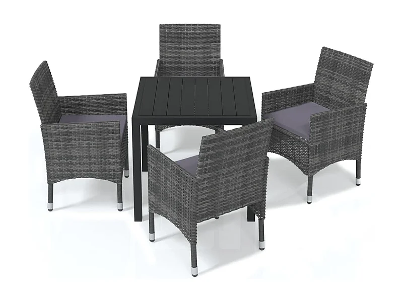 Kelly  5-delige Tuinset met kussens poly rattan grijs