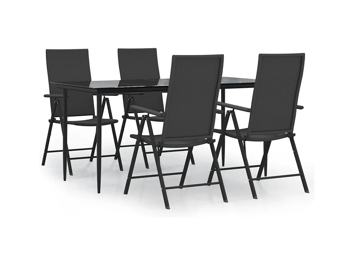 Jarlik  Juego de comedor de jardín 5 piezas ratán sintético negro