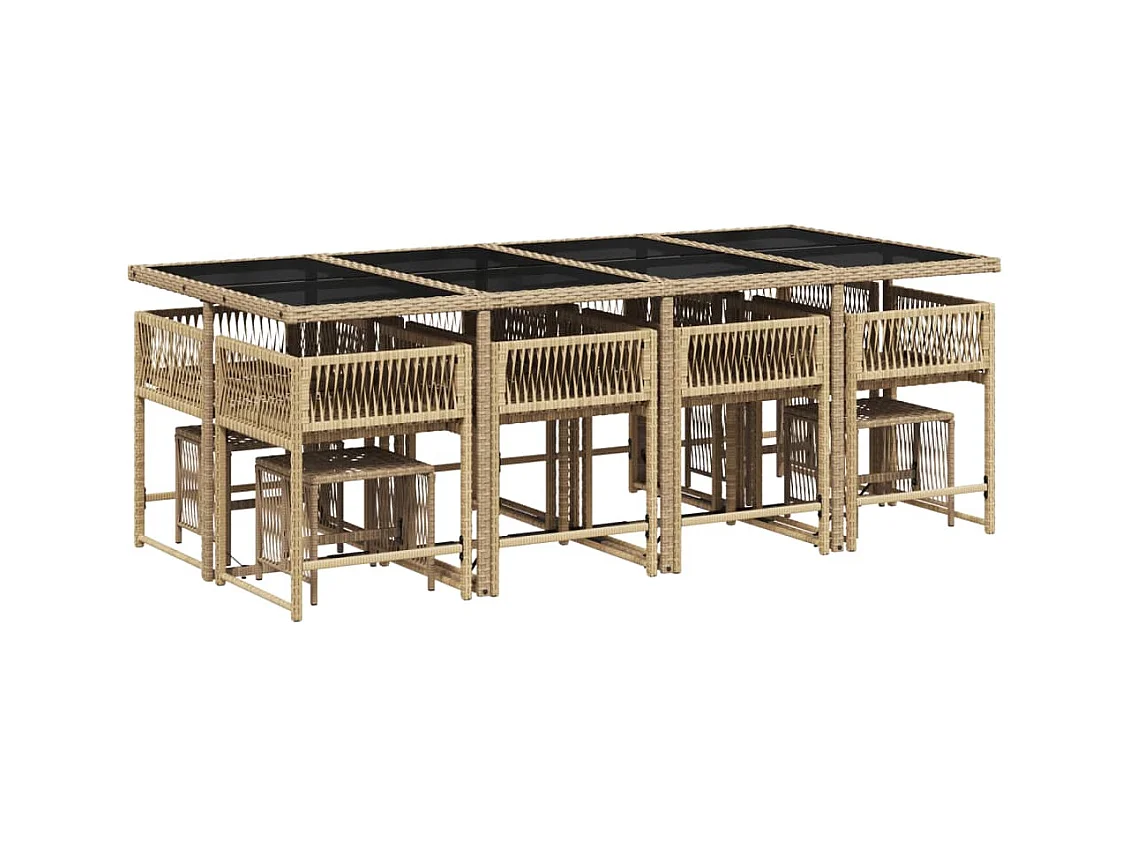 Xeli  Ensemble à manger de jardin et coussins 13 pcs beige