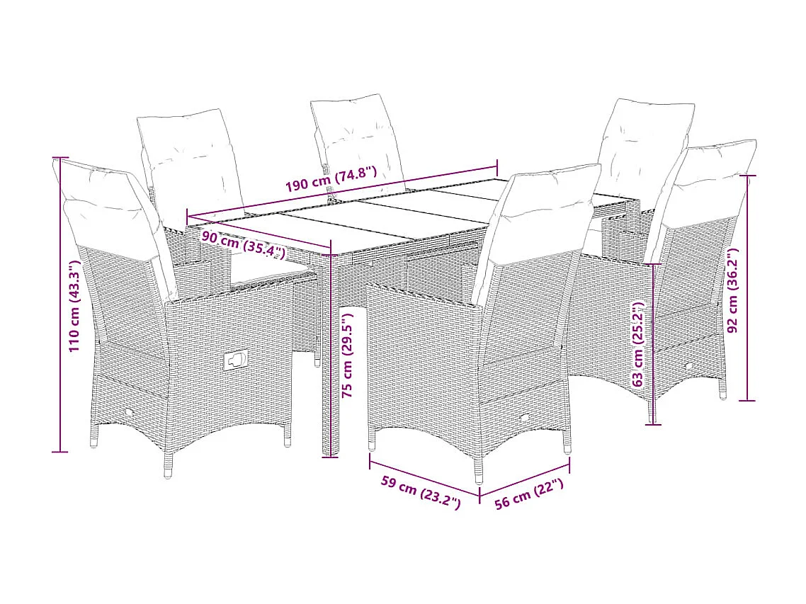 Carlisle  9-delige Tuinset poly rattan zwart