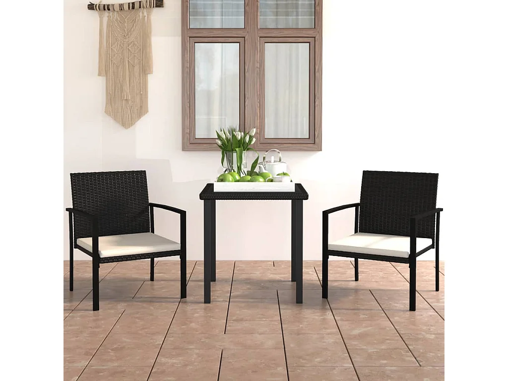 Vinderup  3-delige Tuinset poly rattan zwart