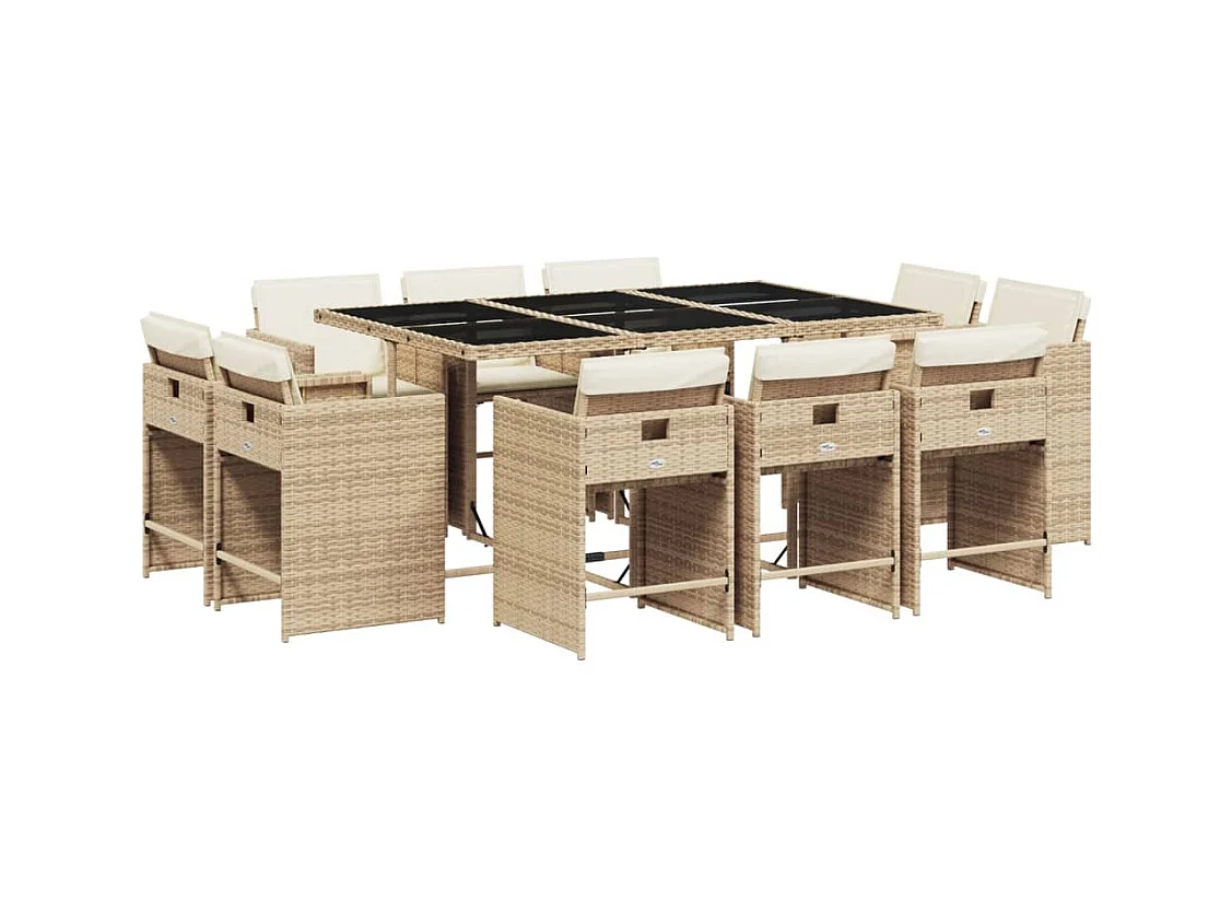 An Daingean  11-delige Tuinset met kussens poly rattan beige