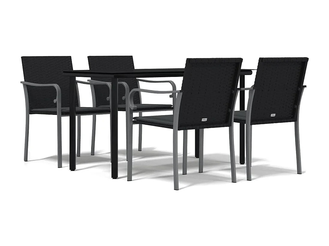 Leonie  Ensemble à manger de jardin 5 pcs coussins résine tressée acier