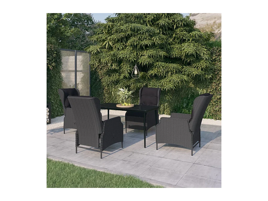 Mayra  Ensemble à manger de jardin 5 pcs Gris foncé