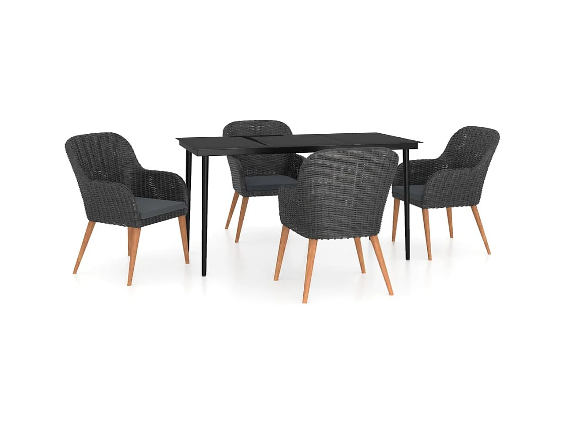 Coole  Ensemble à manger de jardin avec coussins 5 pcs Noir