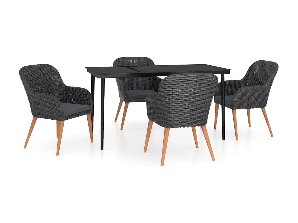 Coole  5-delige Tuinset met kussens zwart