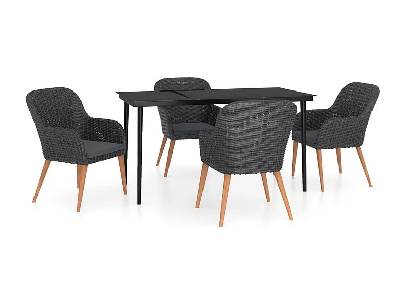 Coole  5-delige Tuinset met kussens zwart