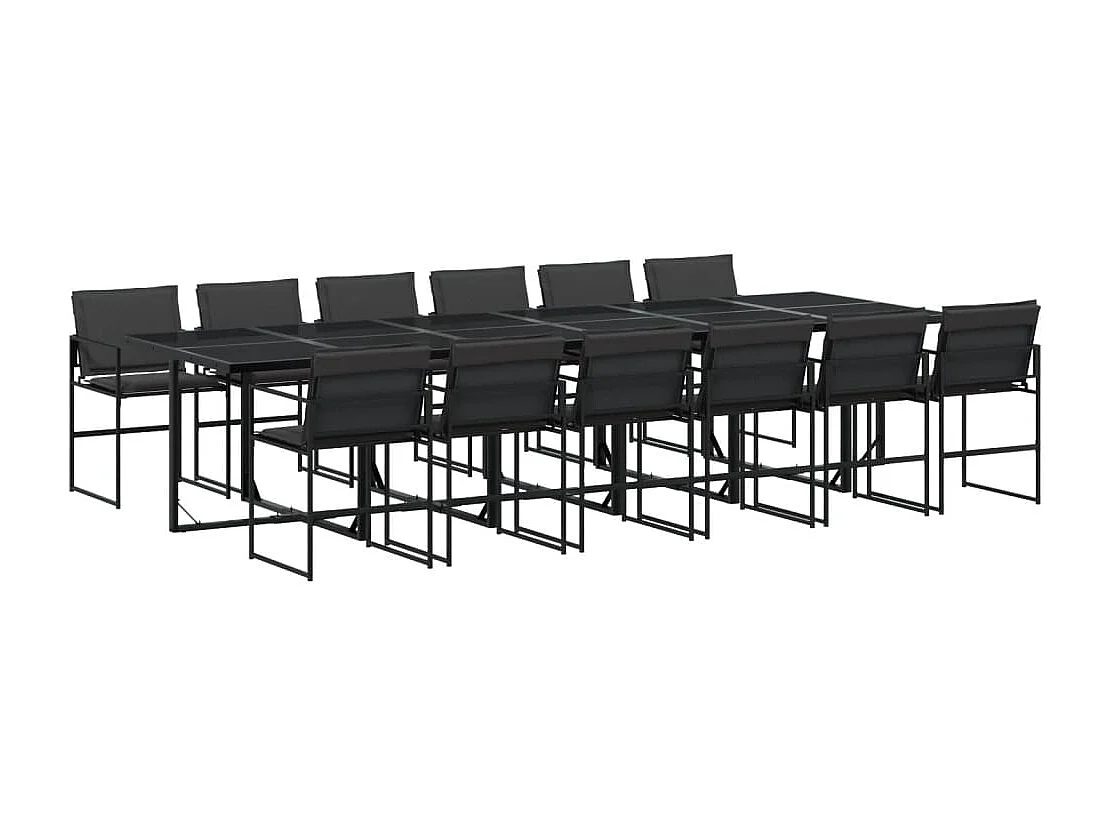 Francis  Ensemble à manger de jardin avec coussins 13 pcs noir textilène