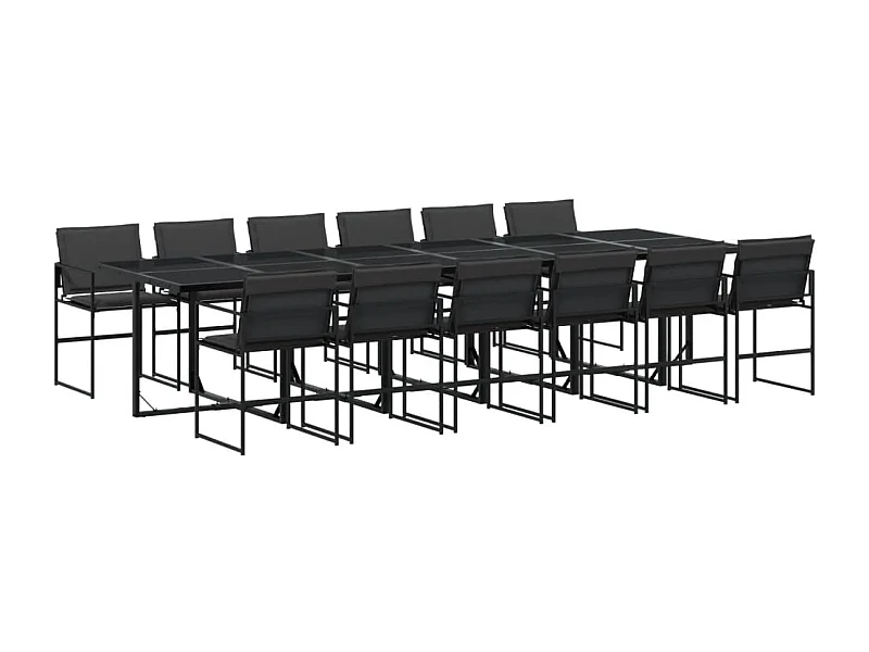 Francis  Ensemble à manger de jardin avec coussins 13 pcs noir textilène
