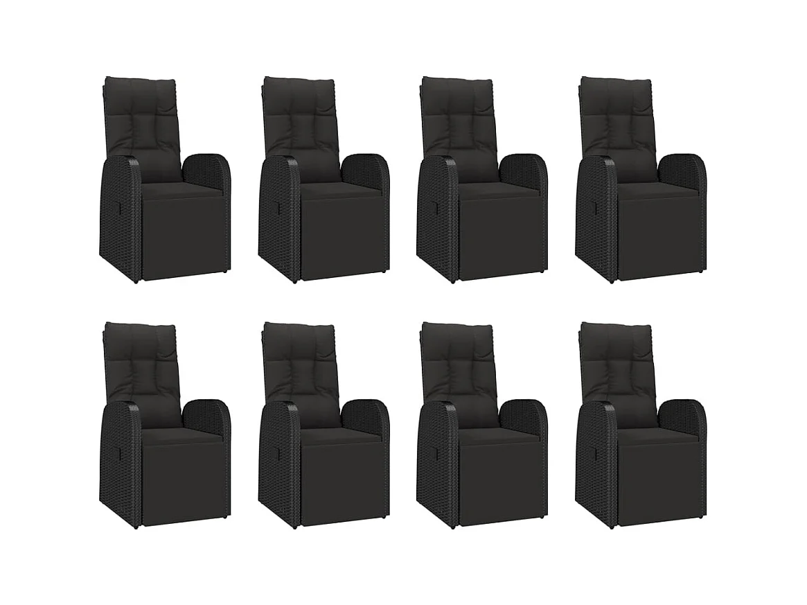 Garden Furniture -  Ensemble à manger de jardin 9 pcs Noir Poly rotin et acacia