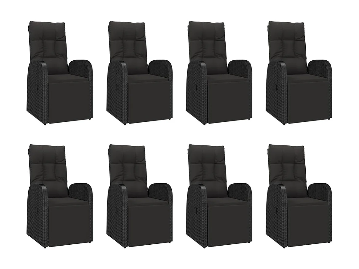 Garden Furniture -  Ensemble à manger de jardin 9 pcs Noir Poly rotin et acacia