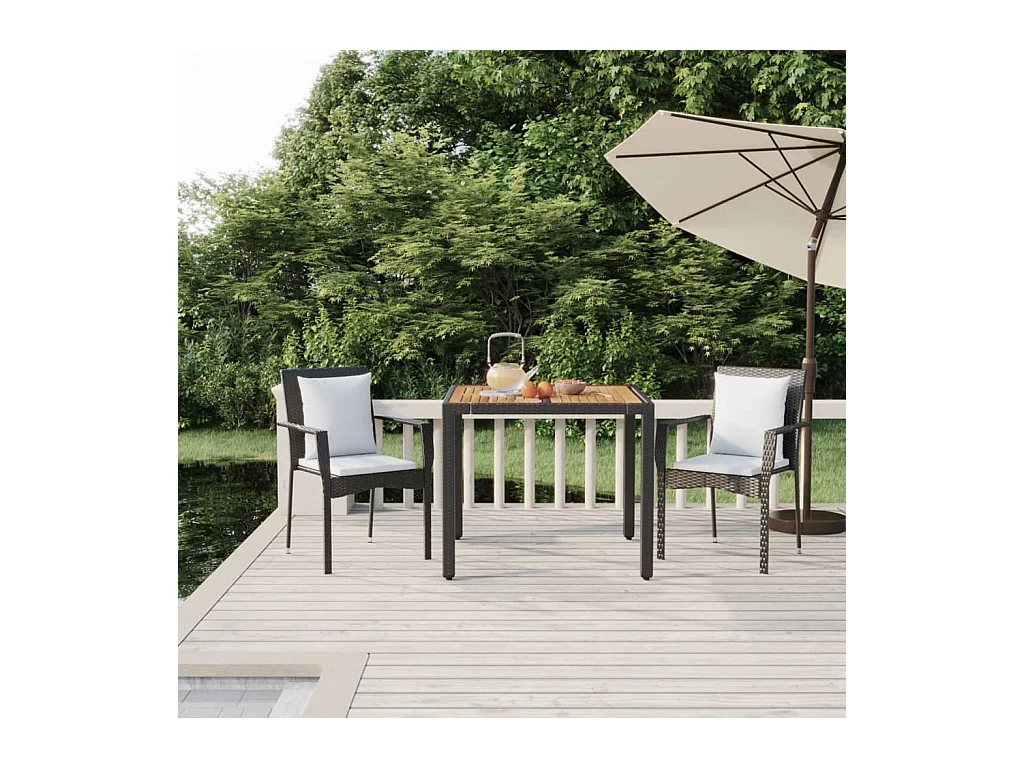 Van Buren  Ensemble à manger de jardin avec coussins 3 pcs Noir